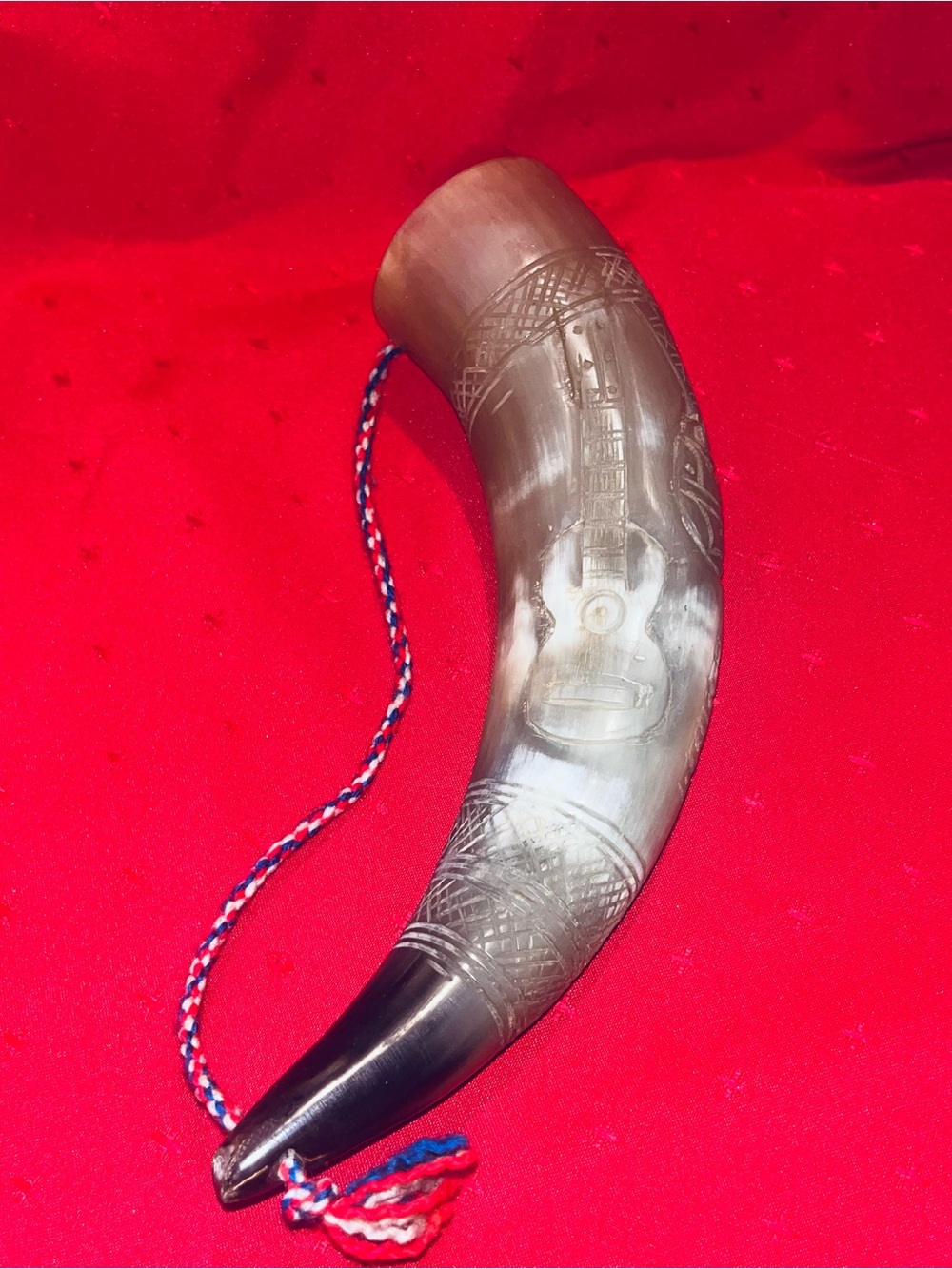 A Wonderful Unique piece ! Carved Bull horn from Chile